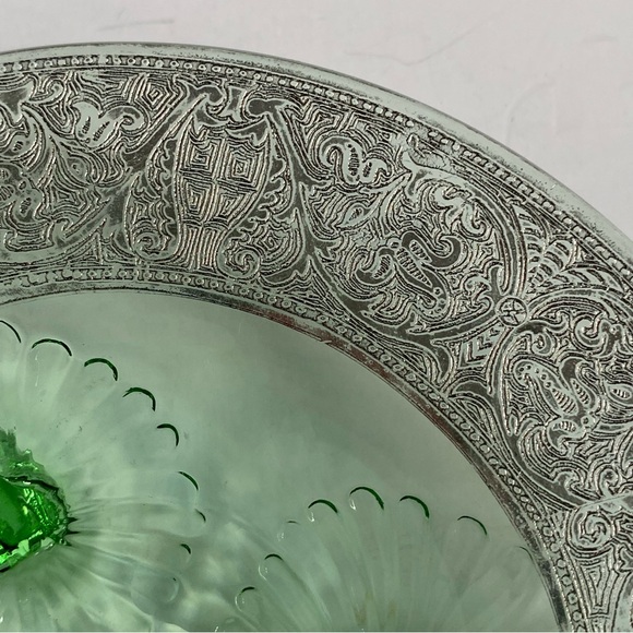 Depression Glass Footed Dish Etched Platter Plate 7” Candy Cookies Decor EUC - Picture 5 of 16
